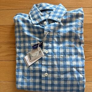 johnnie-O Blue and White Checkered Men's Shirt